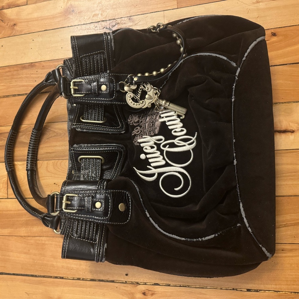 Juicy Couture Black and Brown Shoulder Bag